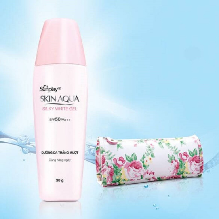 Kem chống nắng Skin Aqua nắp hồng Silky White Gel