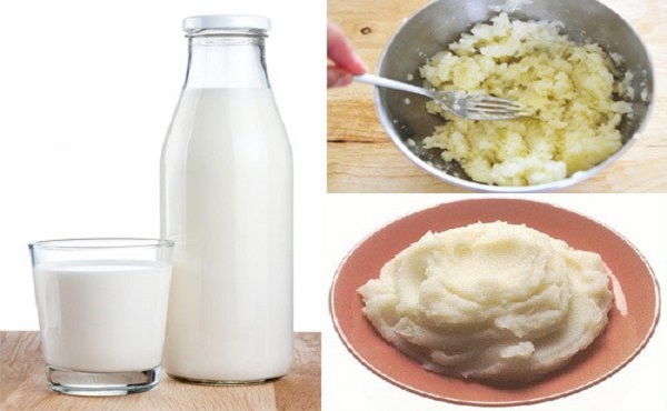 Đắp mặt nạ sữa tươi không đường và khoai tây